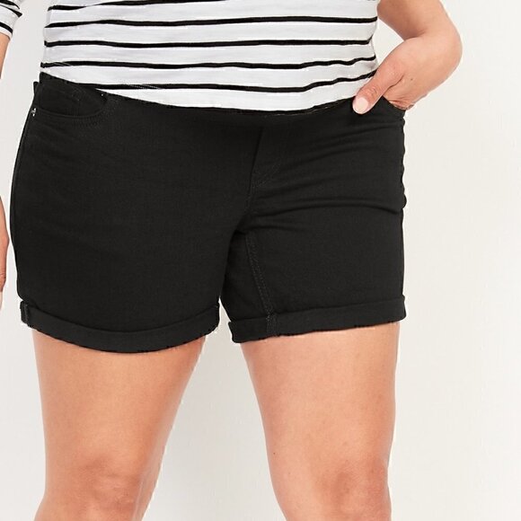 Old Navy Maternity Low Front Panel O.G. Straight Blue Jean Shorts Size 16 - Picture 1 of 5